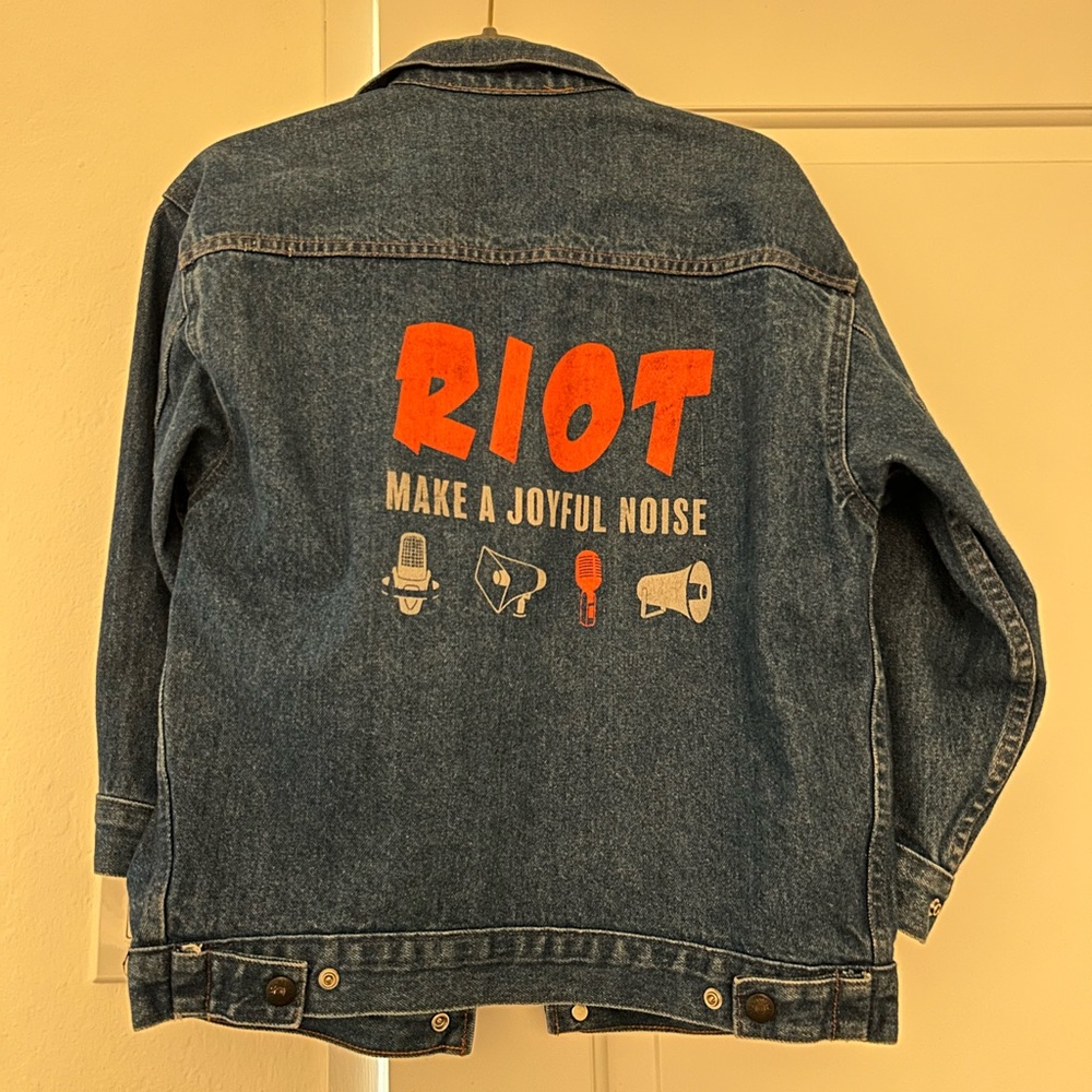 Vintage Jean Jacket- Riot Make a Joyful Noise